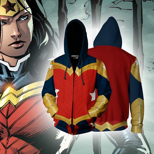 Wonder Woman Cosplay Zip Up Hoodie Jacket 1