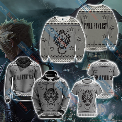 Final Fantasy VII - Cloud Christmas Style Unisex 3D T-shirt