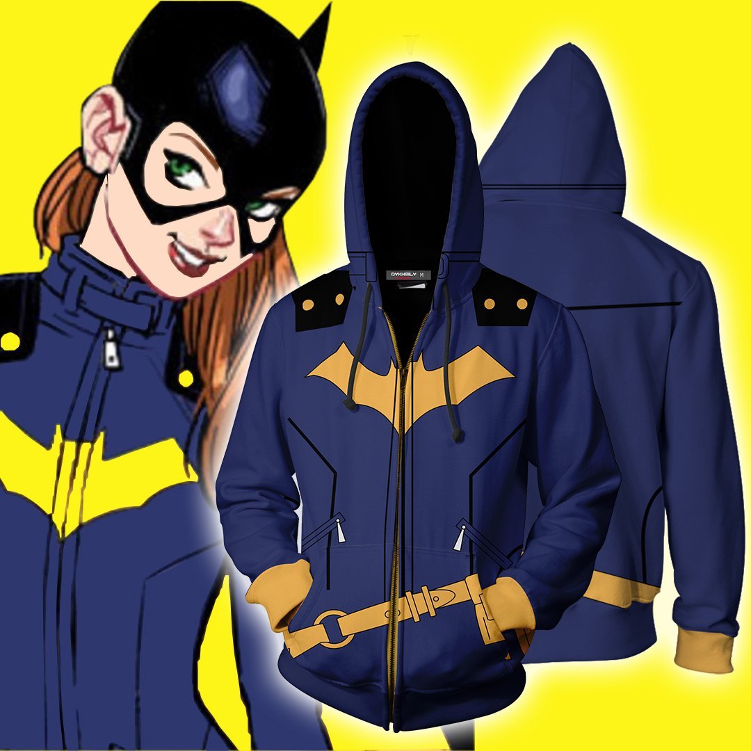 Batgirl Cosplay Zip Up Hoodie Jacket 5XL
