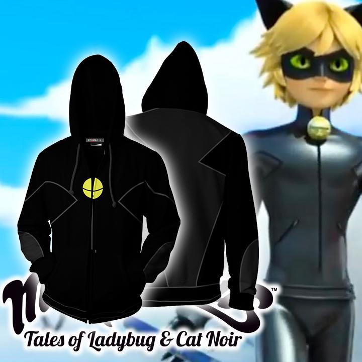 Cat Noir Cosplay Miraculous Tales Of Ladybug & Cat Noir Zip Up Hoodie Jacket 5XL
