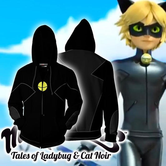 Cat Noir Cosplay Miraculous Tales Of Ladybug & Cat Noir Zip Up Hoodie Jacket 5XL