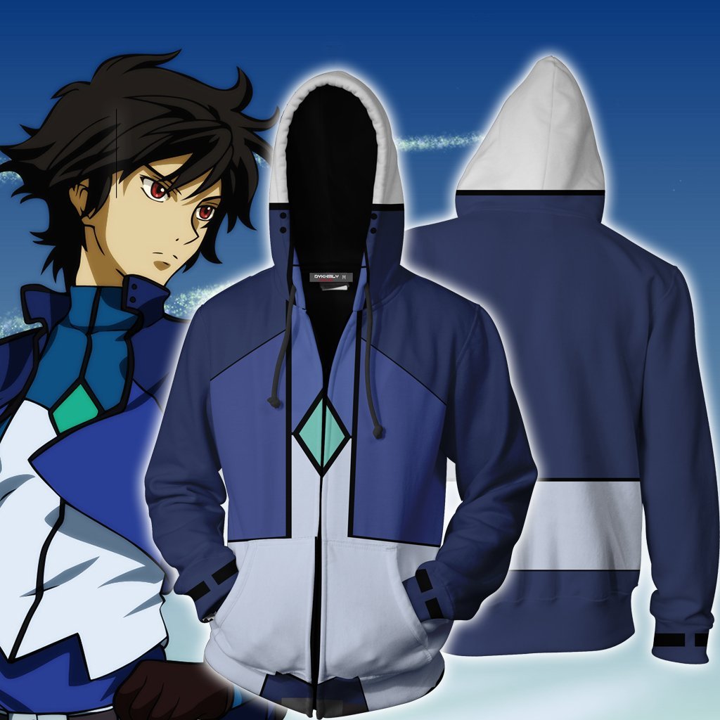 Mobile Suit Gundam 00 Setsuna F. Seiei Cosplay Zip Up Hoodie Jacket 5XL
