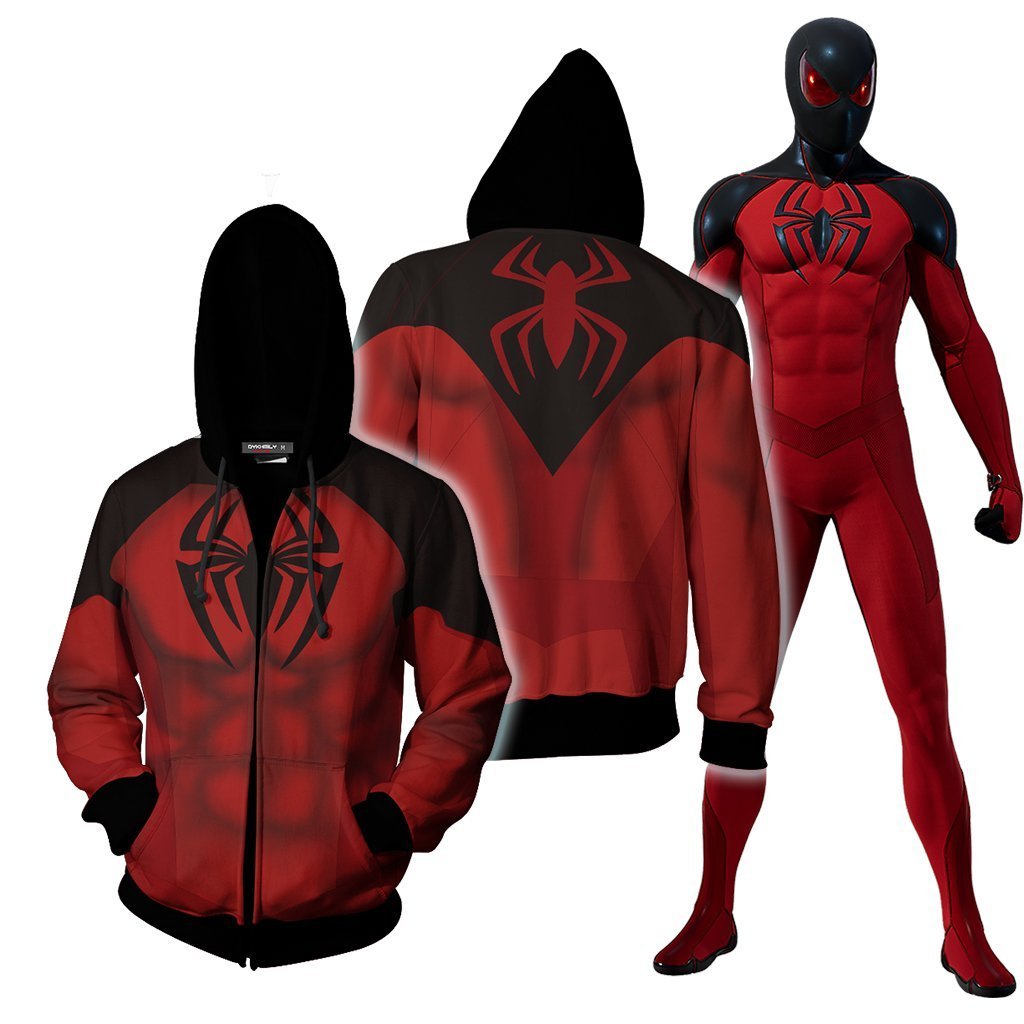 Scarlet Spider II Cosplay PS4 New Look Zip Up Hoodie Jacket Version 2