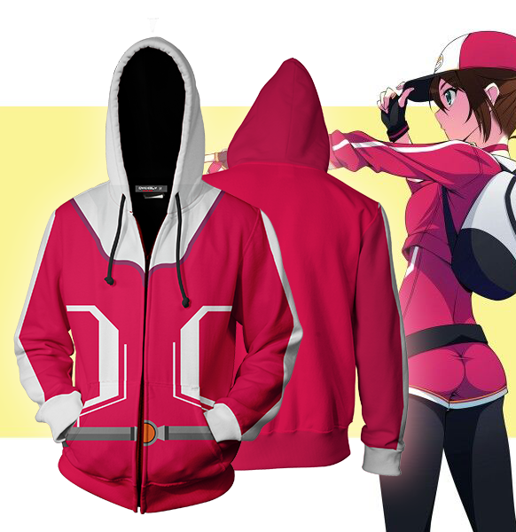 Pokemon Go Girl Pokemon Trainer Cosplay Zip Up Hoodie Jacket 5XL
