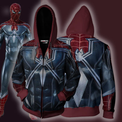Spider-Man PS4 Spider-Man-DLC Cosplay Zip Up Hoodie Jacket 5XL