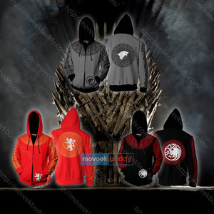 House Targaryen Game Of Thrones New Zip Up Hoodie   