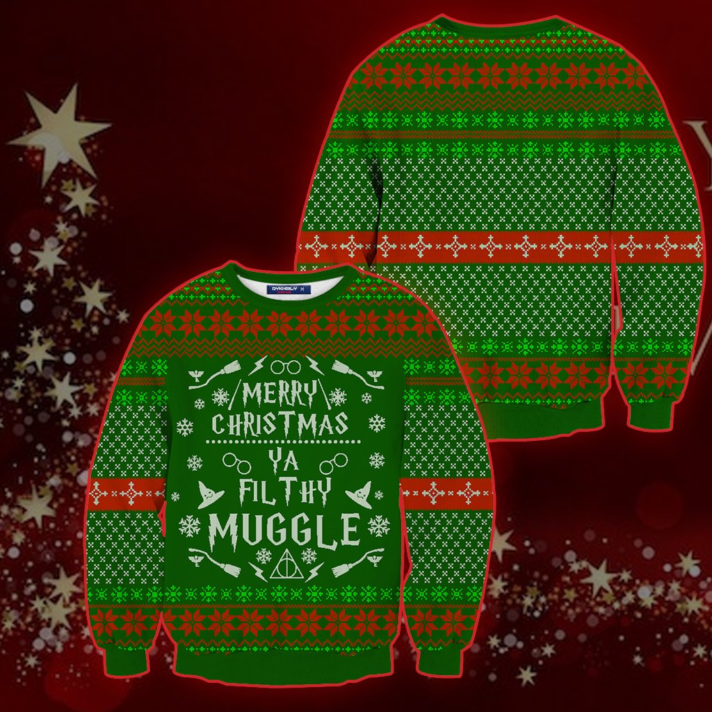 Harry Potter Merry Christmas Ya Filthy Muggle Ugly Christmas 3D Sweater S  