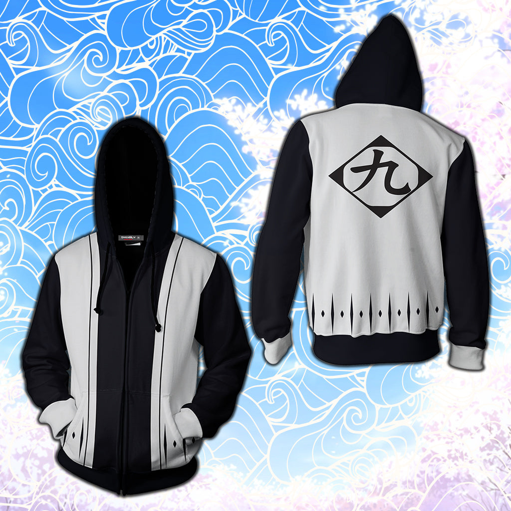 Bleach Kensei Muguruma 9th Division Cosplay Zip Up Hoodie Jacket 5XL