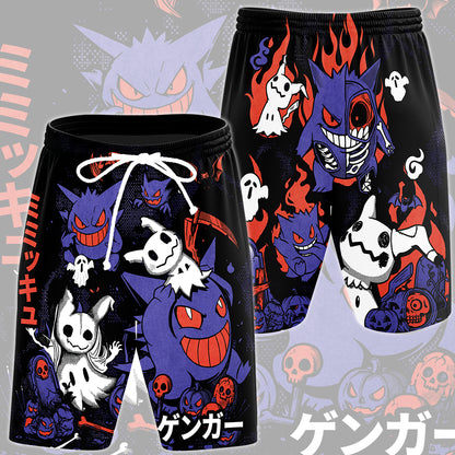 Pokemon Gengar & Mimikyu Halloween Style Video Game All Over Printed T-shirt Tank Top Zip Hoodie Pullover Hoodie Hawaiian Shirt Beach Shorts Joggers