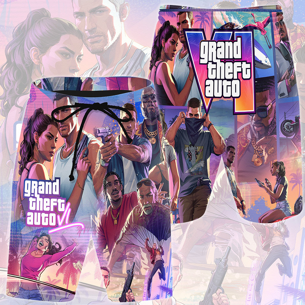 Grand Theft Auto VI Video Game All Over Printed T-shirt Tank Top Zip Hoodie Pullover Hoodie Hawaiian Shirt Beach Shorts Joggers