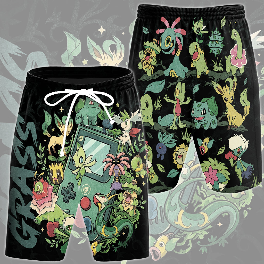 Pokemon Grass Type Club Video Game All Over Printed T-shirt Tank Top Zip Hoodie Pullover Hoodie Hawaiian Shirt Beach Shorts Joggers
