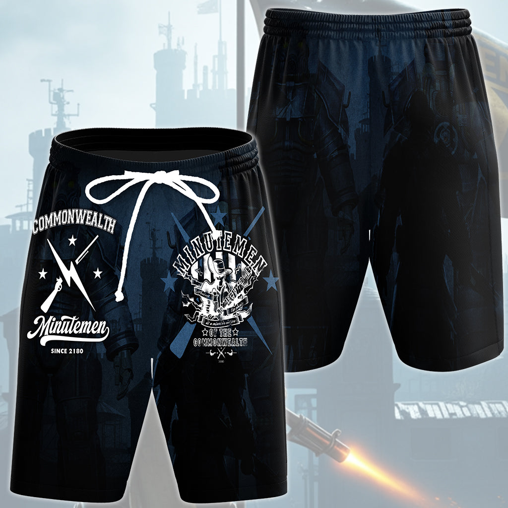 Fallout Commonwealth Minutemen Video Game All Over Printed T-shirt Tank Top Zip Hoodie Pullover Hoodie Hawaiian Shirt Beach Shorts Joggers
