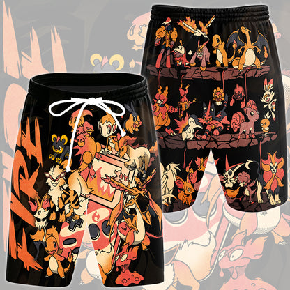 Pokemon Fire Type Club Video Game All Over Printed T-shirt Tank Top Zip Hoodie Pullover Hoodie Hawaiian Shirt Beach Shorts Joggers