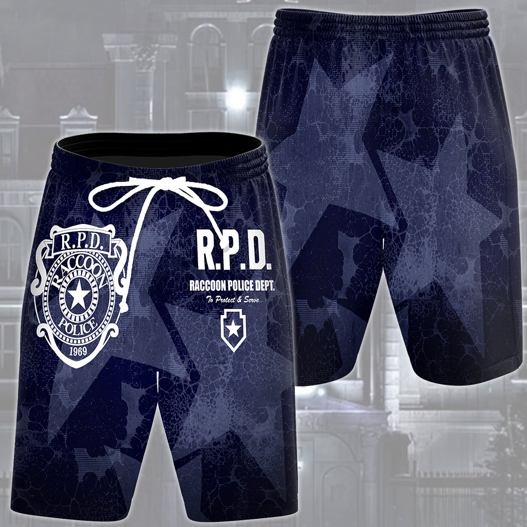 Resident Evil Raccoon City Police Department (R.P.D.) Video Game All Over Printed T-shirt Tank Top Zip Hoodie Pullover Hoodie Hawaiian Shirt Beach Shorts Joggers