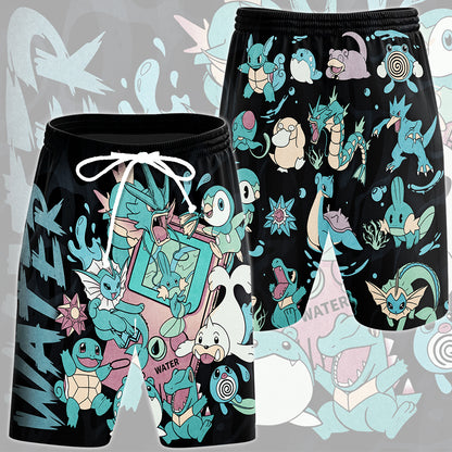 Pokemon Water Type Club Video Game All Over Printed T-shirt Tank Top Zip Hoodie Pullover Hoodie Hawaiian Shirt Beach Shorts Joggers