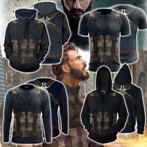 Captain America Cosplay Zip Up Hoodie Jacket   