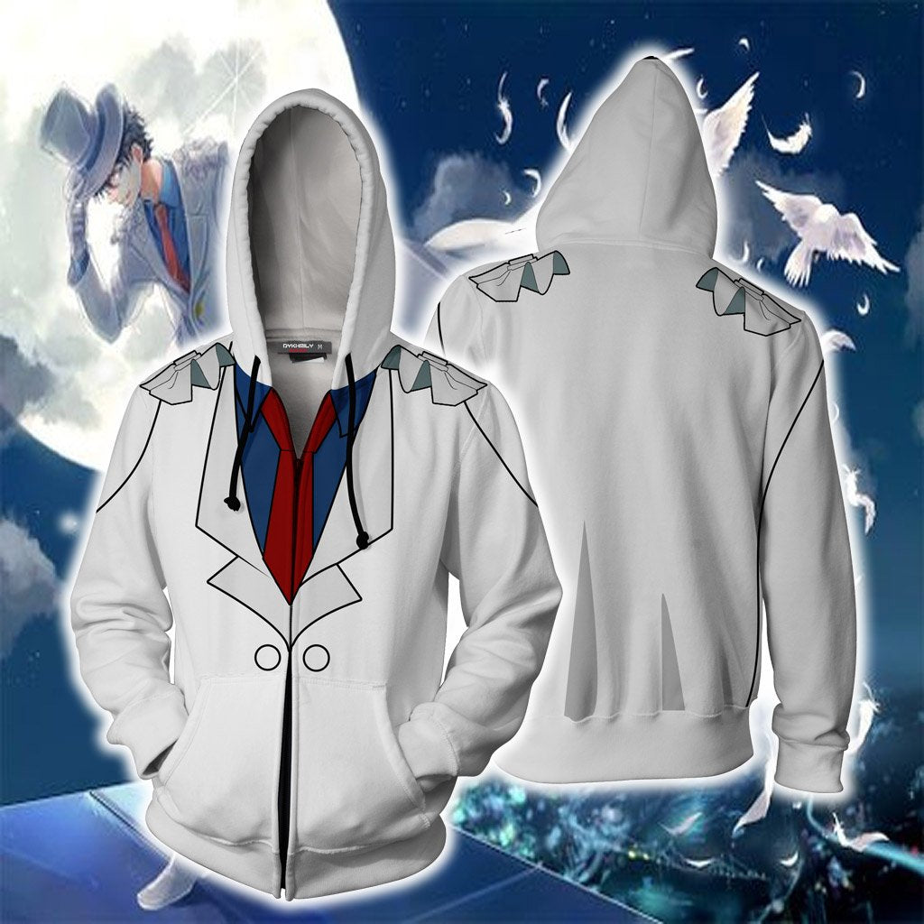 Detective Conan Kuroba Kaito (Kaitou Kid) Cosplay Zip Up Hoodie Jacket 5XL