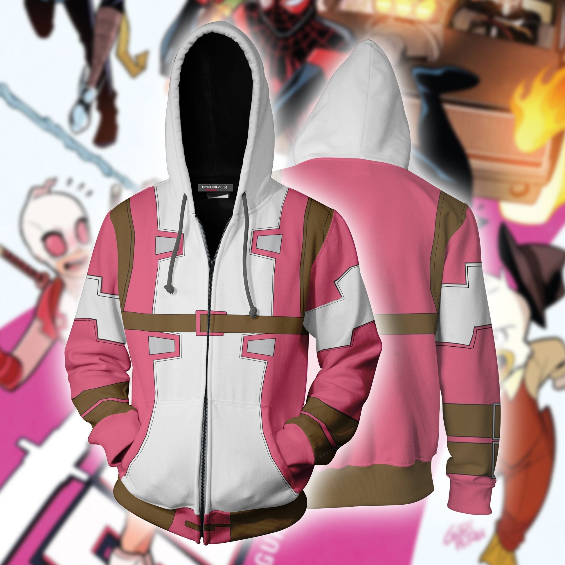 GwenPool Cosplay Zip Up Hoodie Jacket 5XL