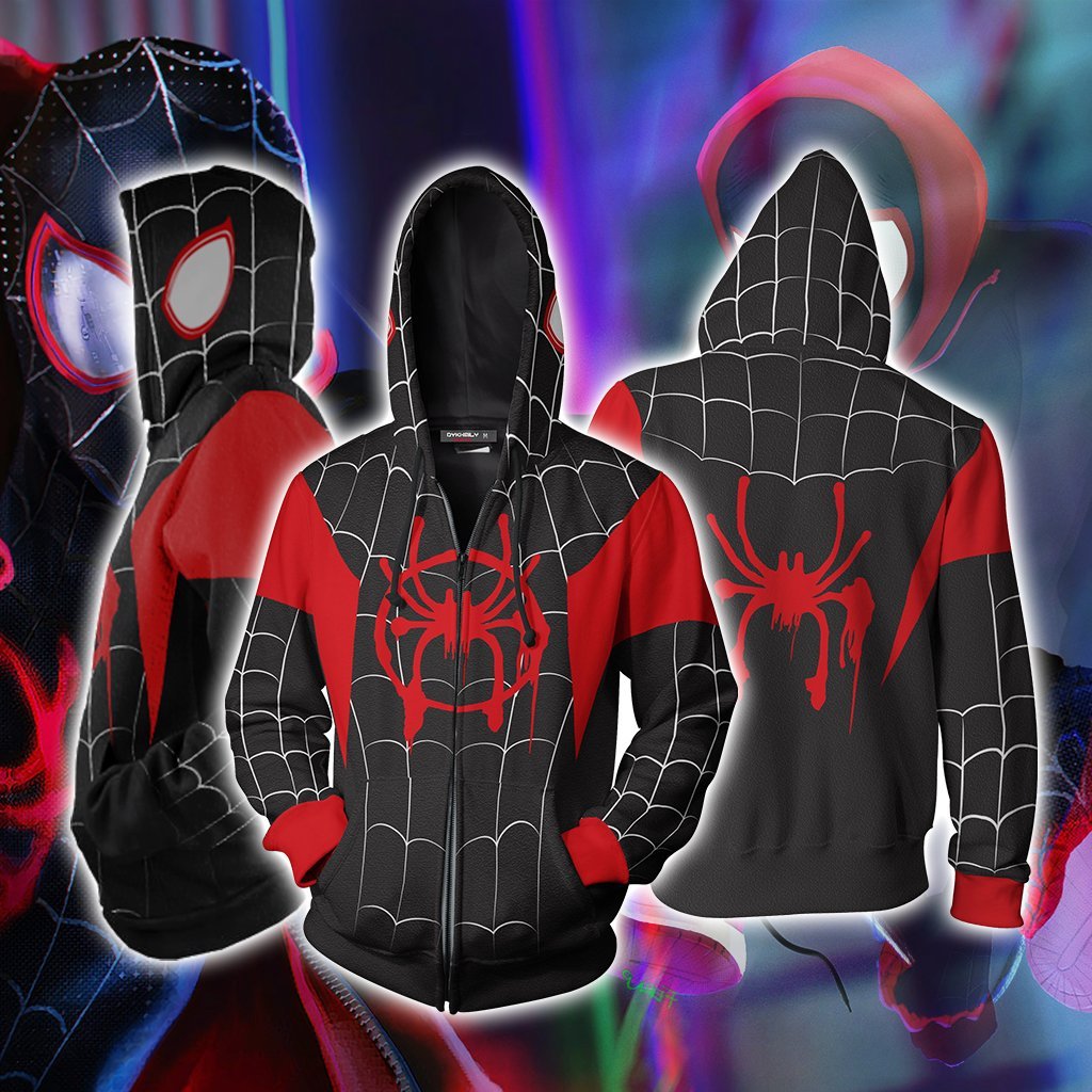 Spider-Man: Into the Spider-Verse Miles Morales New Cosplay Zip Up Hoodie Jacket 5XL