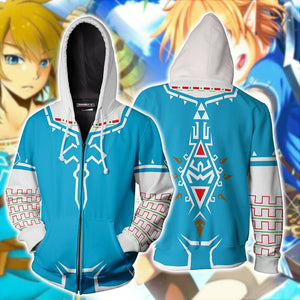 The Legend of Zelda: Breath of the Wild Link Cosplay New Look Zip Up Hoodie Zip Hoodie S 