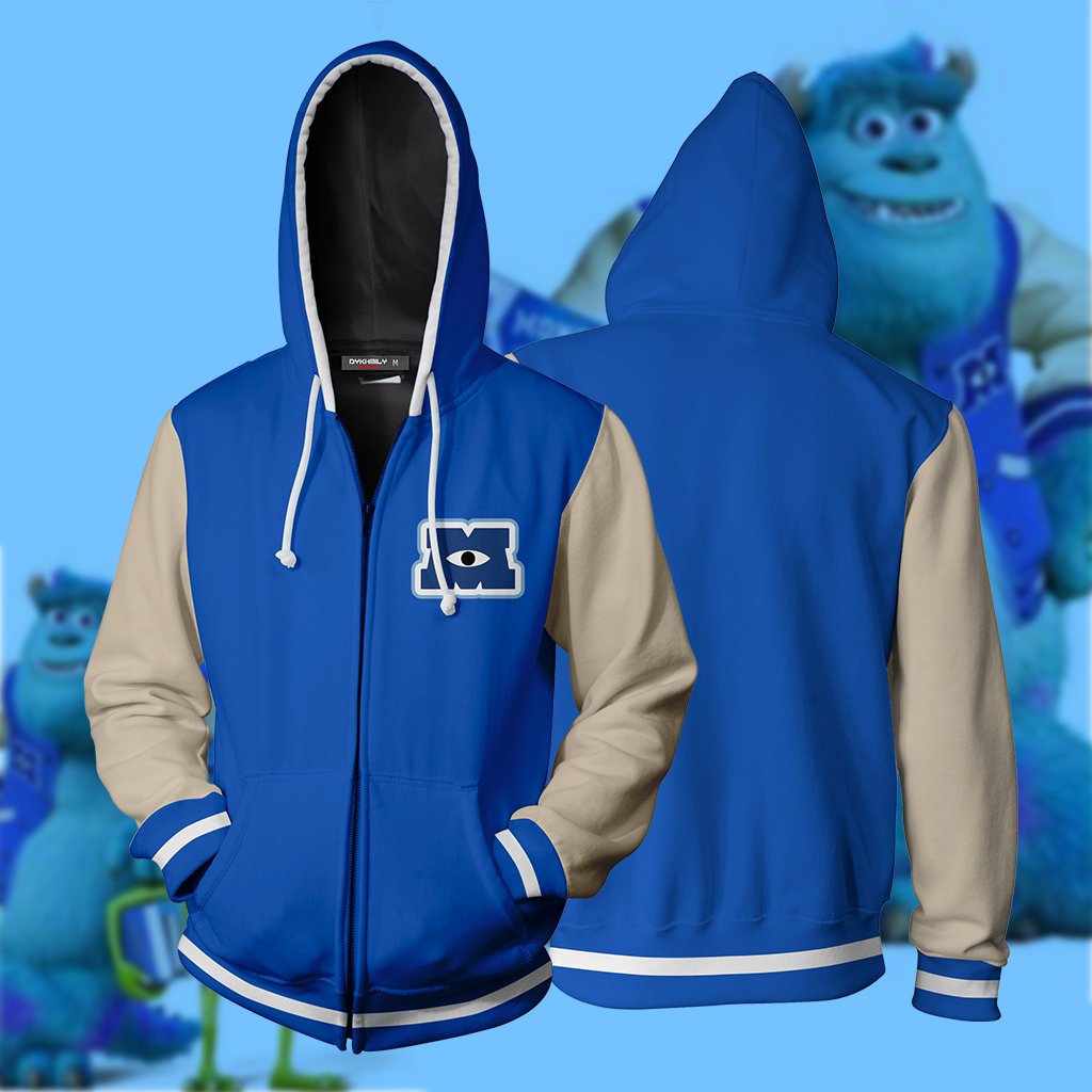 Monsters University Uniform Cosplay Zip Up Hoodie Jacket 5XL
