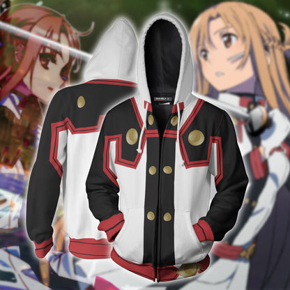 Sword Art Online The Movie Asuna Cosplay Zip Up Hoodie Jacket 5XL