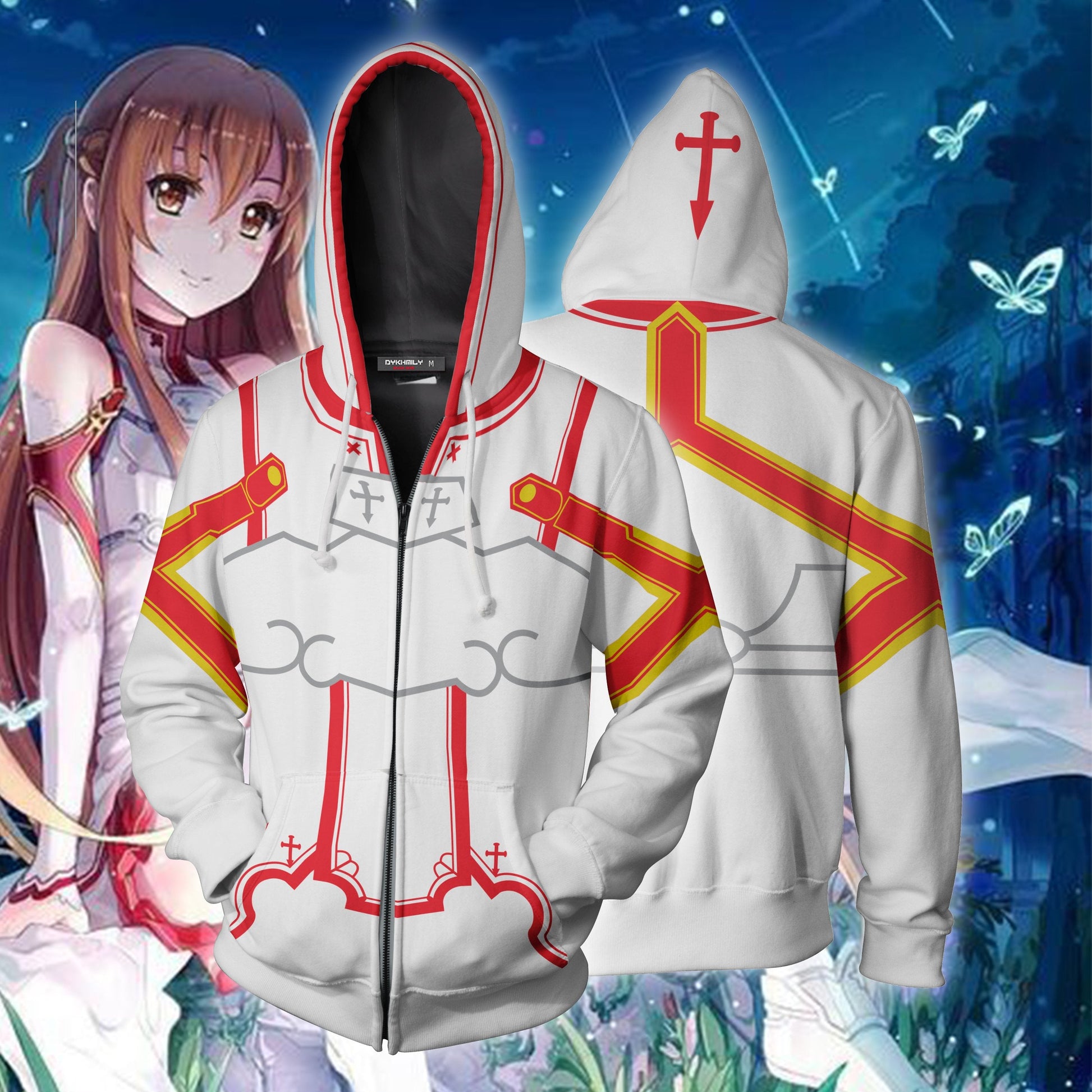 Sword Art Online Asuna Cosplay Zip Up Hoodie Jacket 5XL