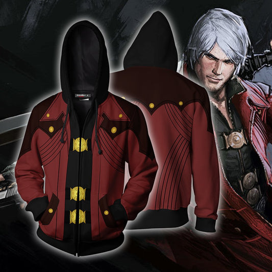 Dante Devil May Cry Cosplay Zip Up Hoodie Jacket 5XL