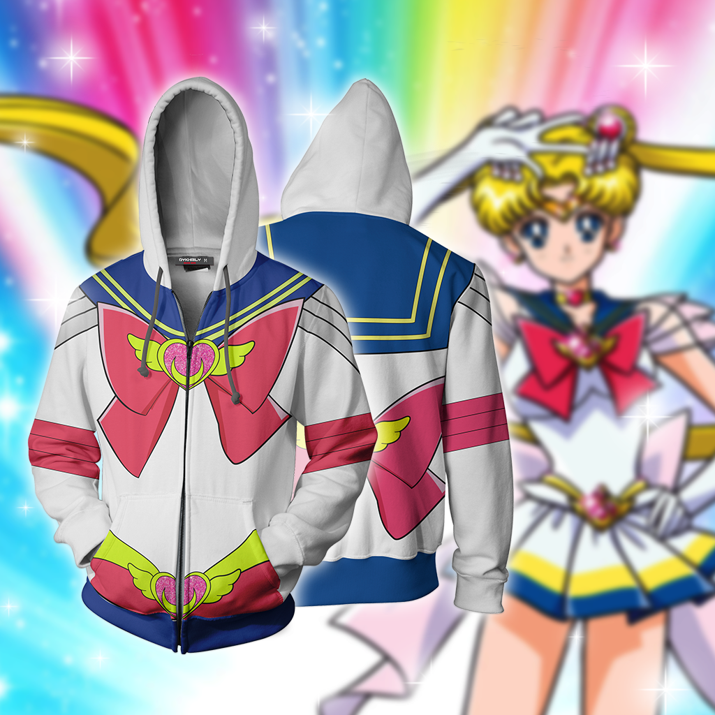 Sailor Moon Cosplay Zip Up Hoodie Jacket 5XL