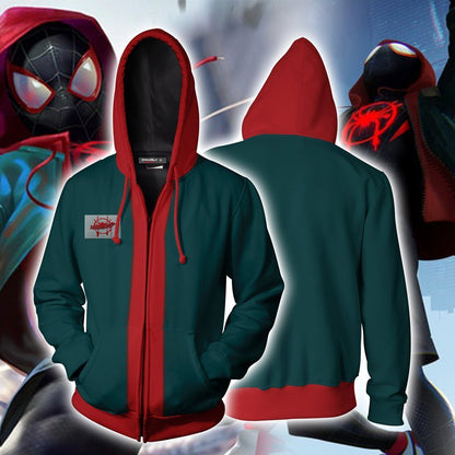 Spider-Man: Into the Spider-Verse Miles Morales New Look Cosplay Zip Up Hoodie Jacket 5XL