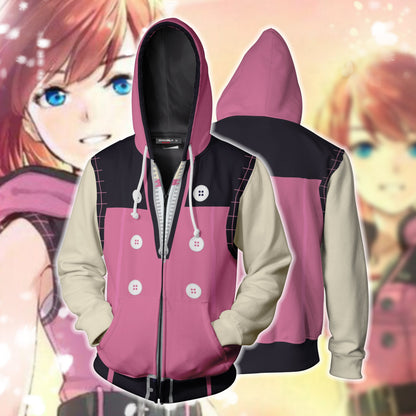 Kingdom Hearts III Kairi Cosplay Zip Up Hoodie Jacket 5XL