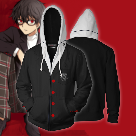 Persona 5 Akira Kurusu Cosplay Zip Up Hoodie Jacket Zip Hoodie
