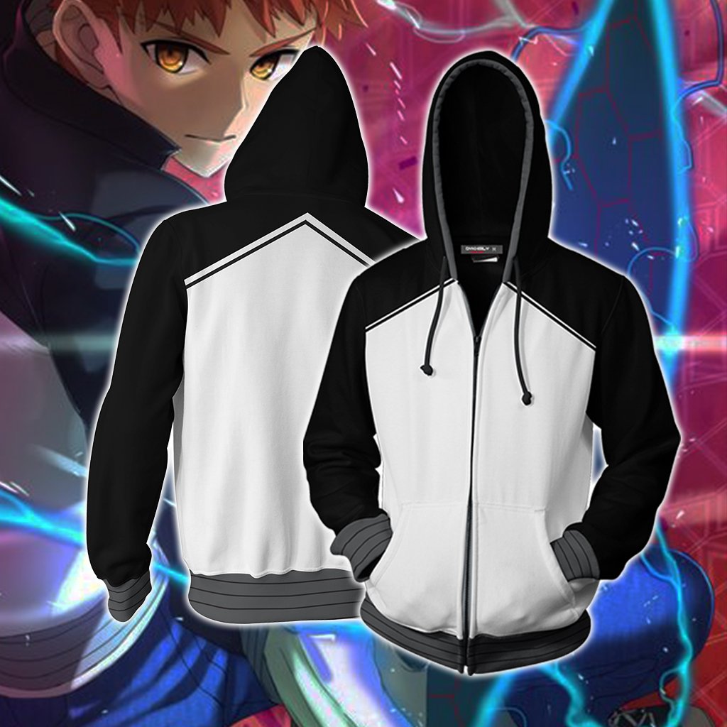 Fate/Stay Night Shirou Emiya Cosplay Zip Up Hoodie Jacket 5XL