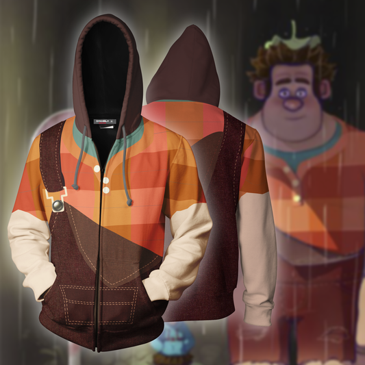 Ralph Cosplay Wreck It Ralph Zip Up Hoodie Jacket 5XL