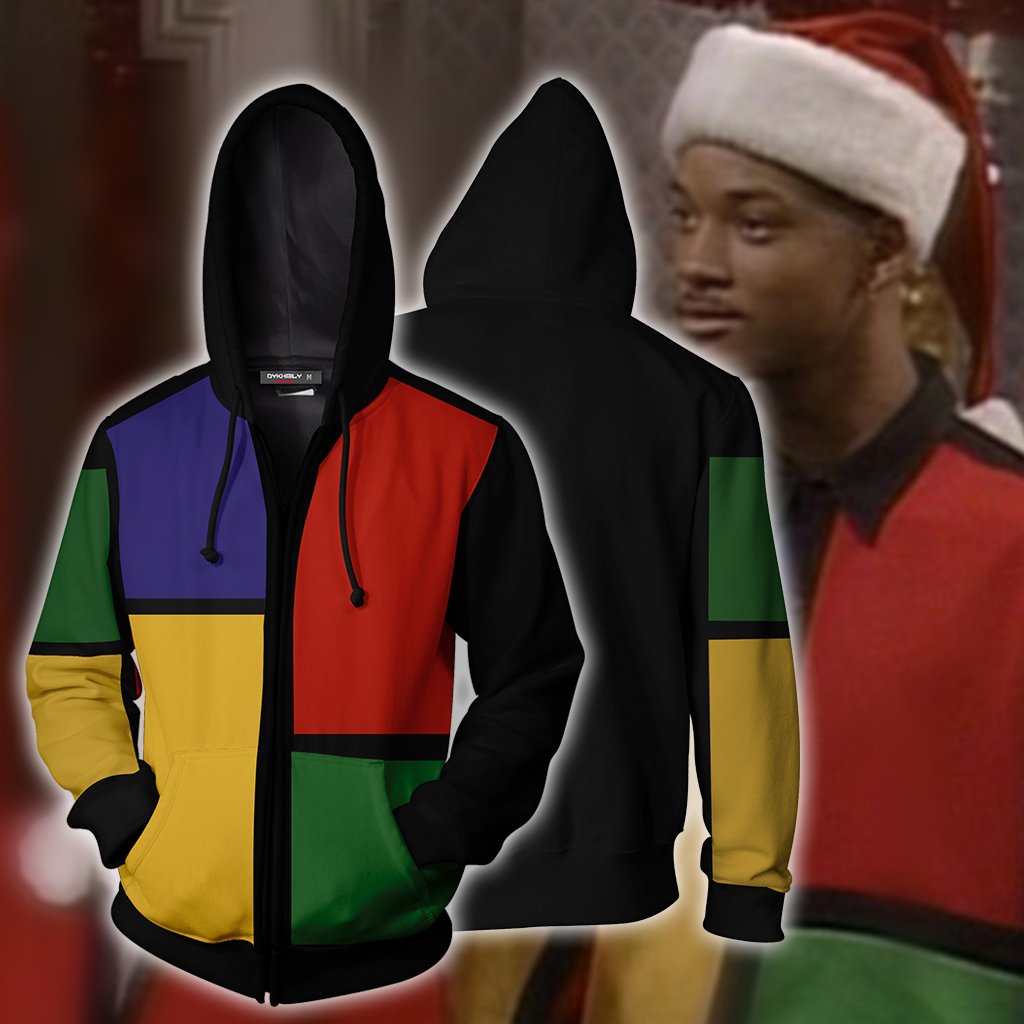 The Fresh Prince of Bel-Air: Deck The Halls Will Smith Cosplay Zip Up Hoodie Jacket 5XL