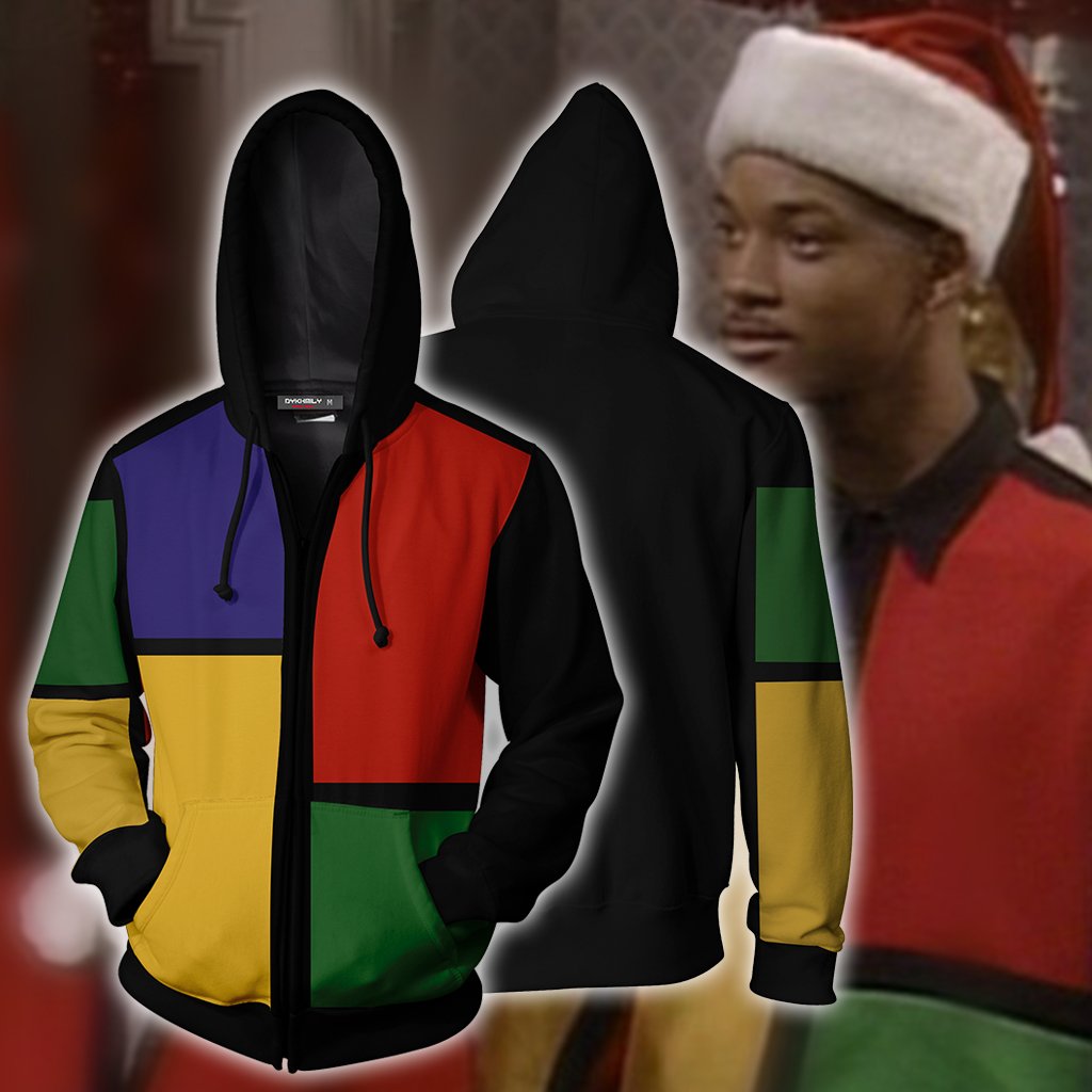 The Fresh Prince of Bel-Air: Deck The Halls Will Smith Cosplay Zip Up Hoodie Jacket XS  