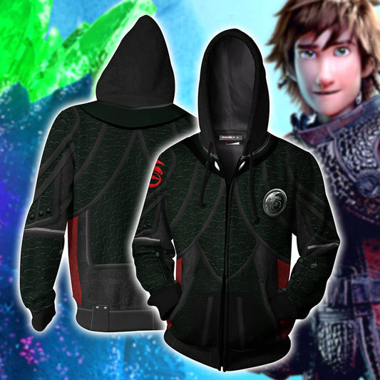 How To Train Your Dragon 3 Hiccup Cosplay Zip Up Hoodie 5XL