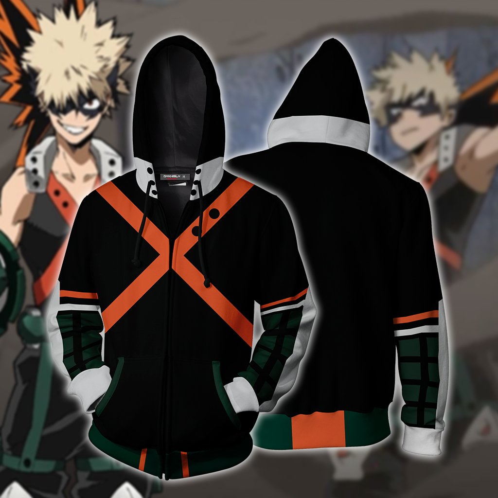Boku No Hero Academia Katsuki Bakugou Cosplay Zip Up Hoodie Jacket 5XL