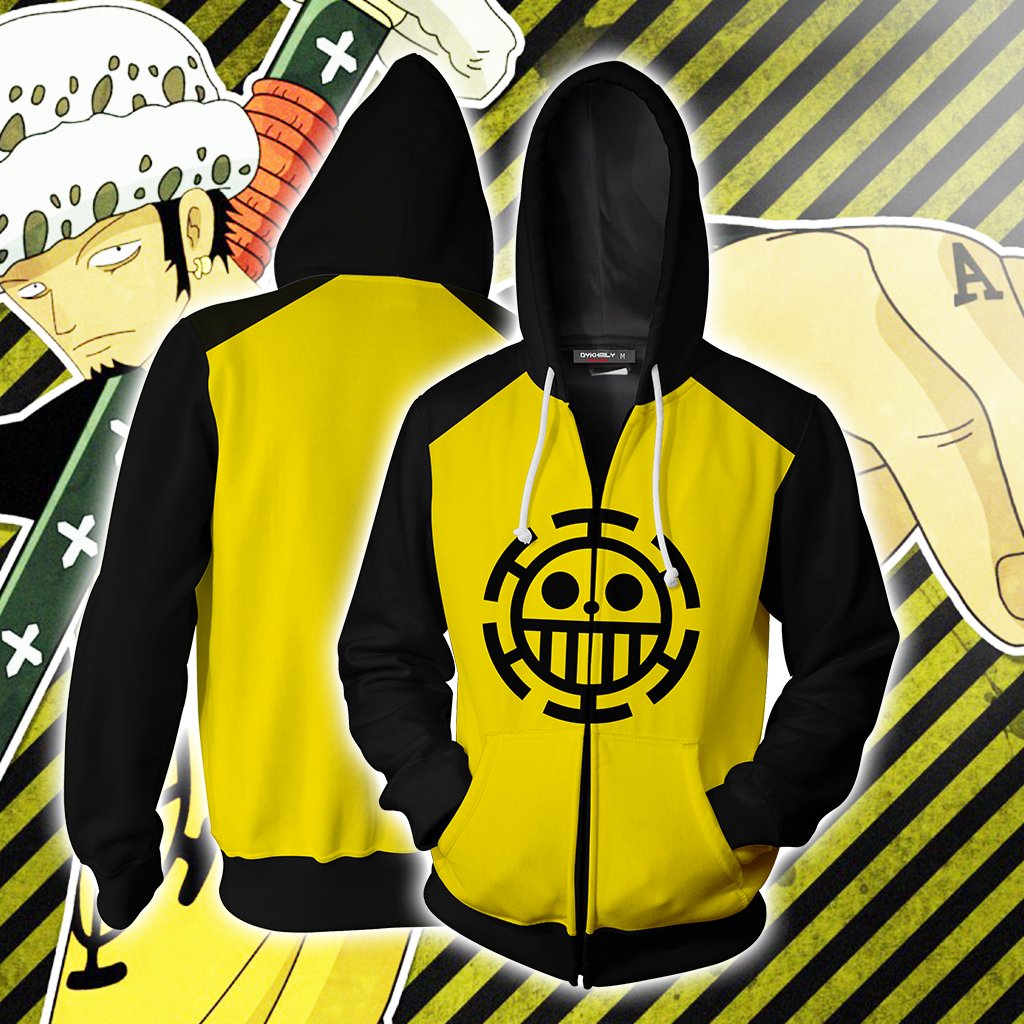 One Piece Trafalgar D. Water Law Cosplay Zip Up Hoodie Jacket 5XL