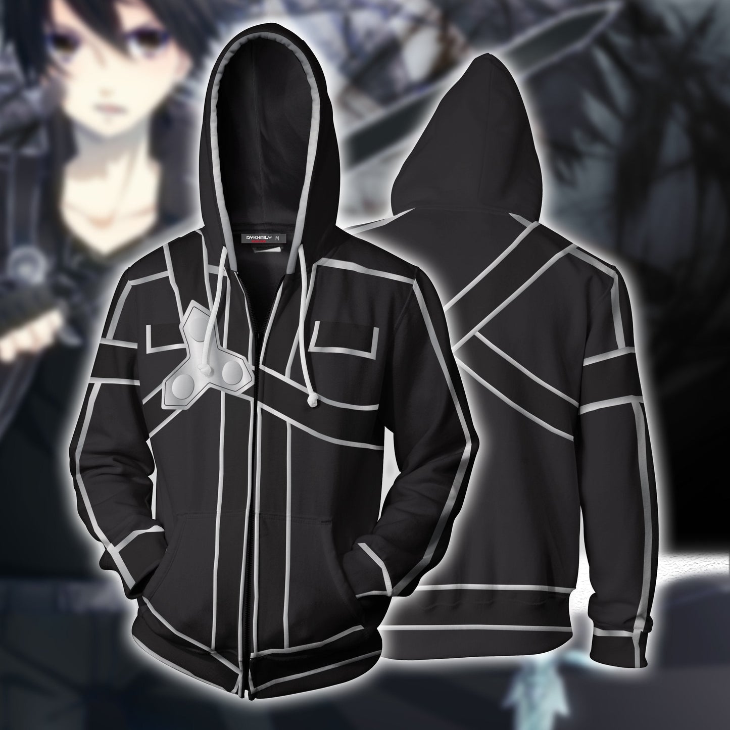 Sword Art Online Kirito Cosplay Zip Up Hoodie Jacket 5XL