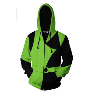 Kim Possible Shego Cosplay Zip Up Hoodie Jacket   