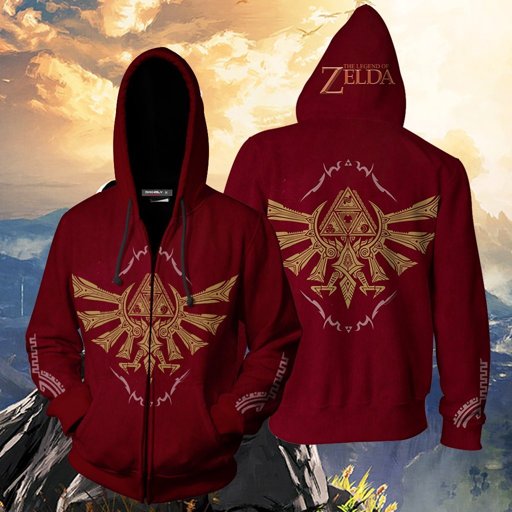 The Legend Of Zelda Wing Crest Zip Up Hoodie Red