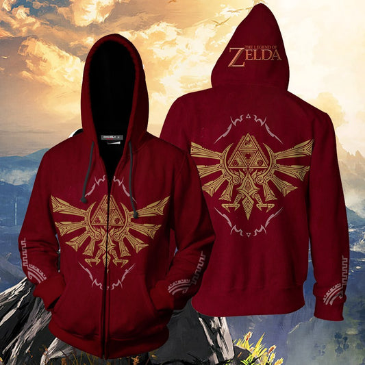 The Legend Of Zelda Wing Crest Zip Up Hoodie Red