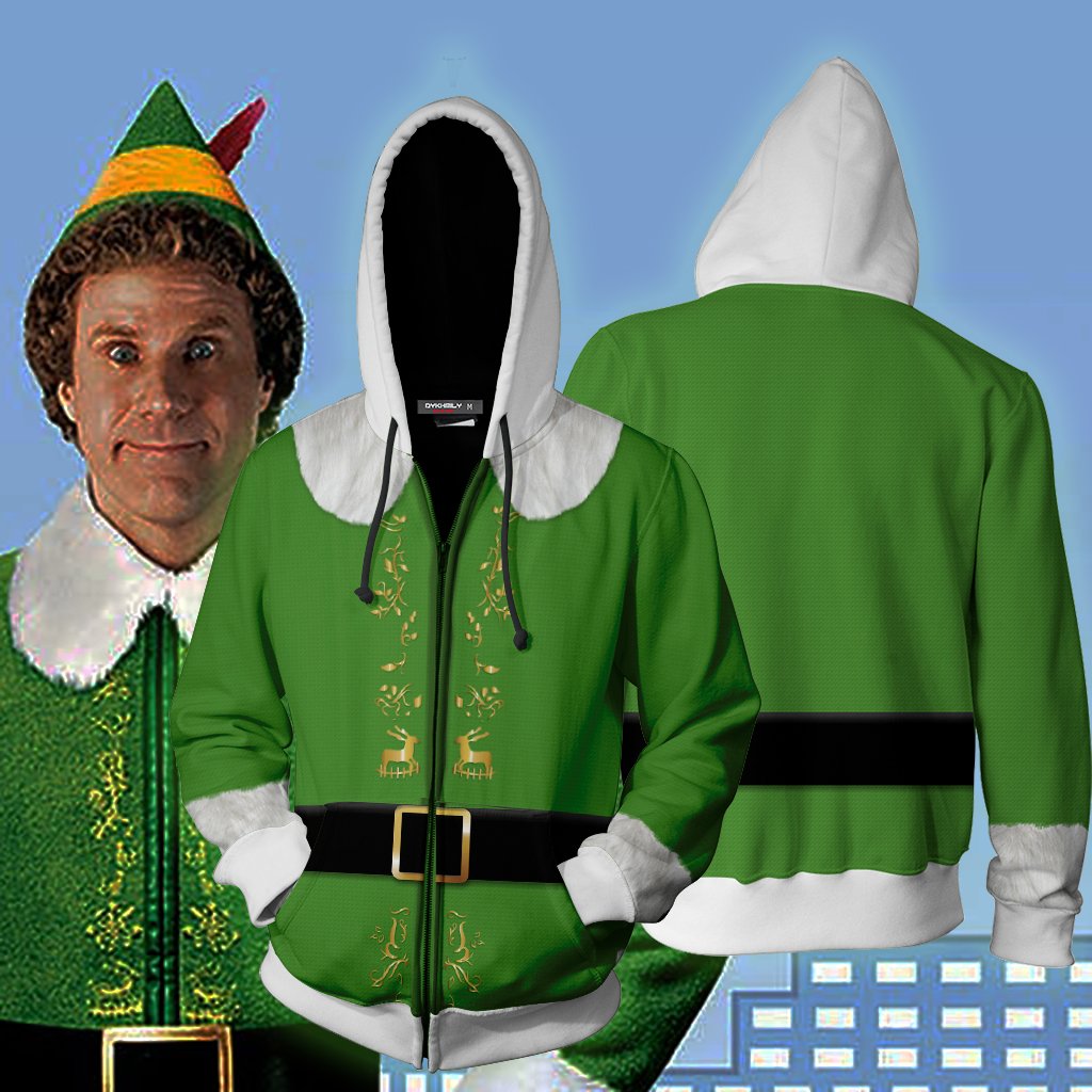 Elf 2003 Buddy Cosplay Zip Up Hoodie Jacket 5XL