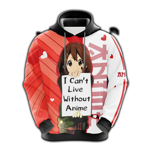 I Can't Live Without Anime Unisex 3D T-shirt Zip Hoodie   