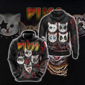 Kiss band x cats - Puss Unisex 3D T-shirt Hoodie S 