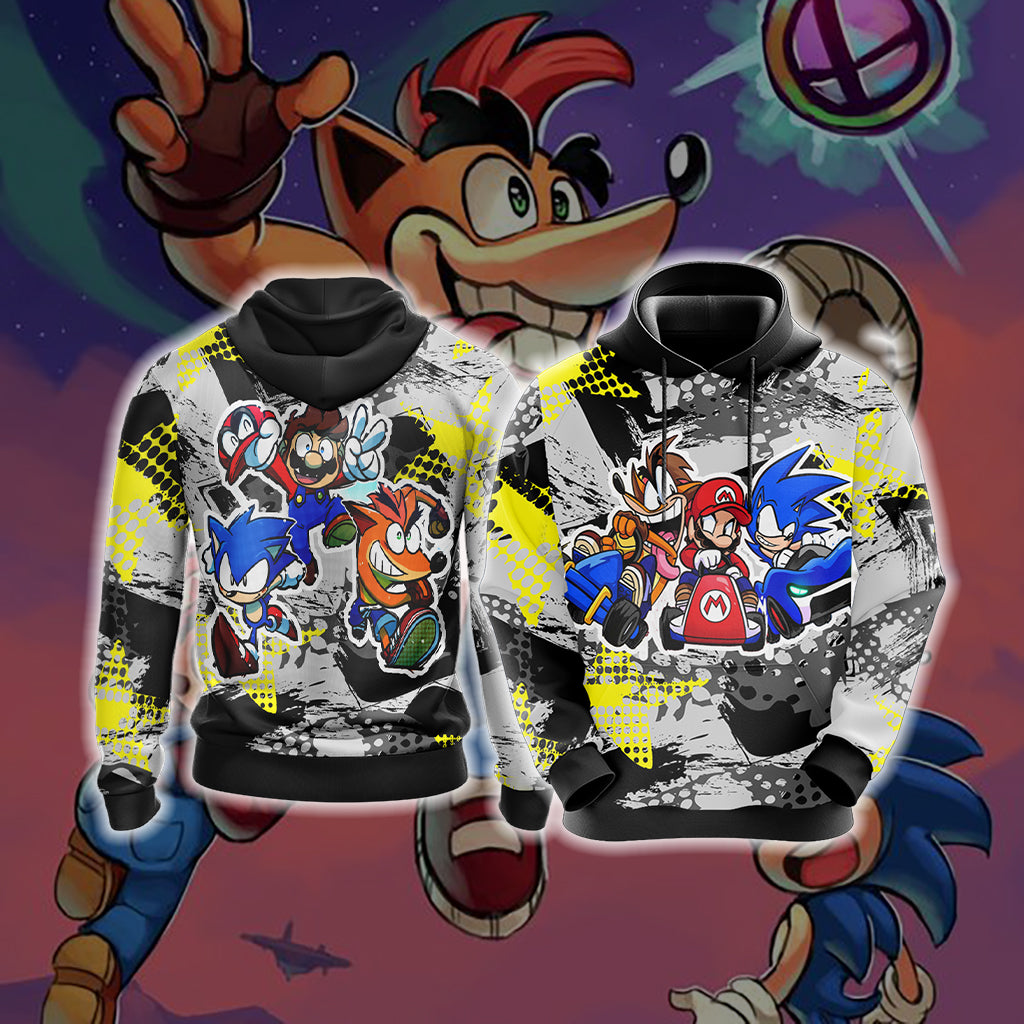 Crash Bandicoot x Mario x Sonic The Hedgehog Unisex 3D T-shirt Hoodie