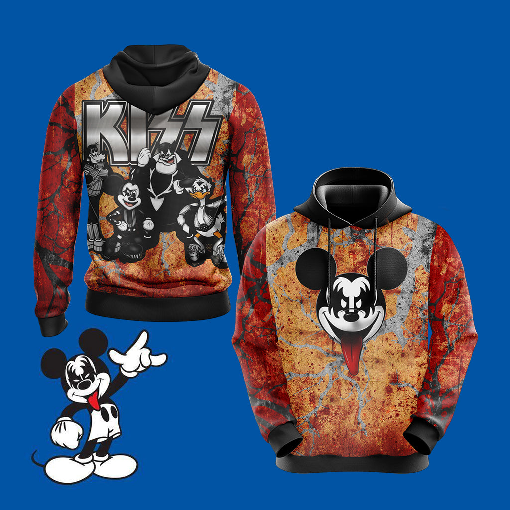 Kiss band x Disney character Unisex 3D T-shirt Hoodie