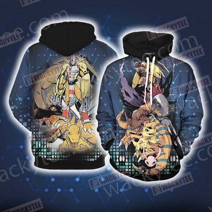 Digimon Evolution of Agumon Unisex 3D T-shirt Hoodie