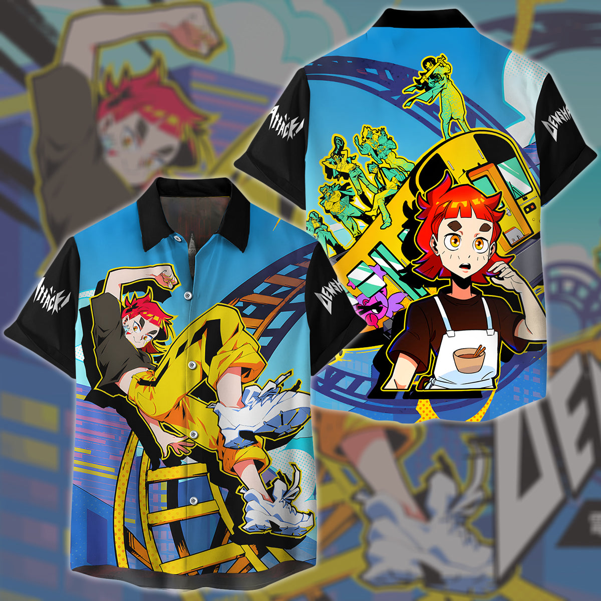 Denshattack Video Game All Over Printed T-shirt Tank Top Zip Hoodie Pullover Hoodie Hawaiian Shirt Beach Shorts Joggers